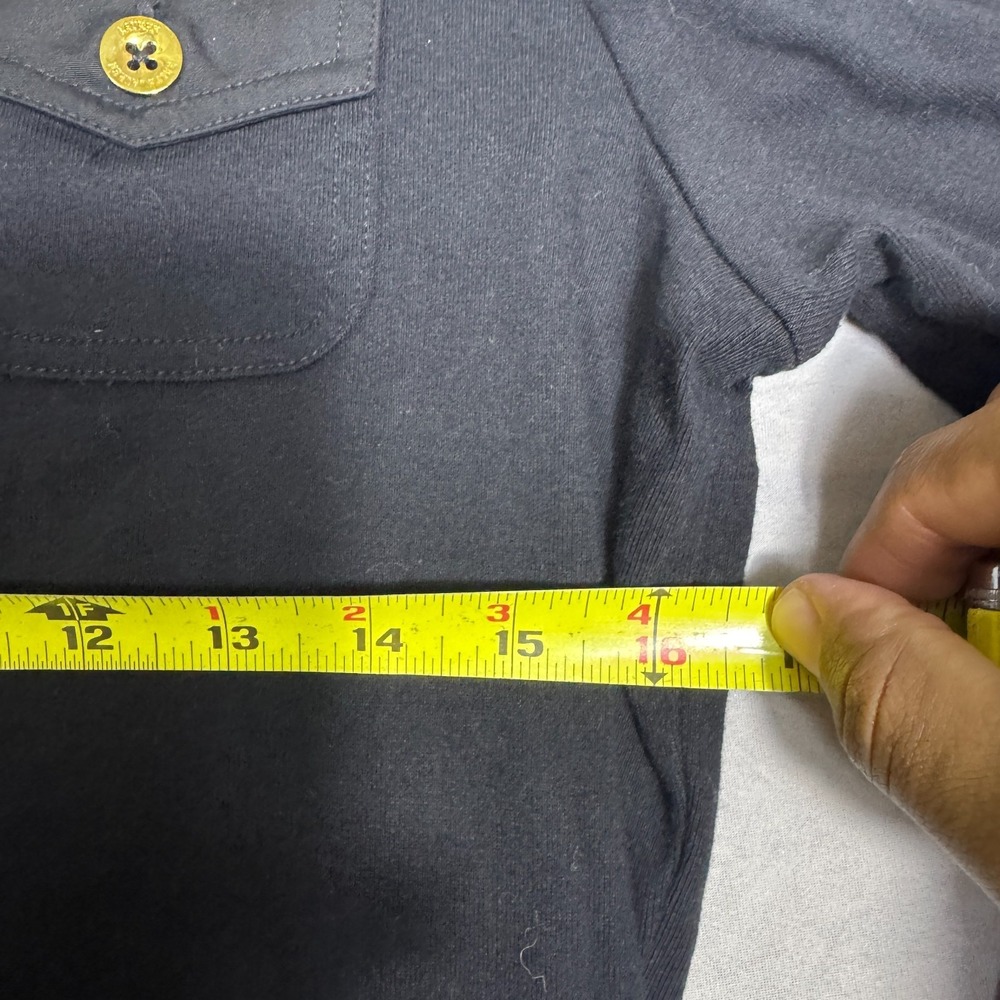Lauren Ralph Lauren Womens Blouse Top Black‎ Gold Buttons Pocket Henley Neck L - Picture 13 of 15